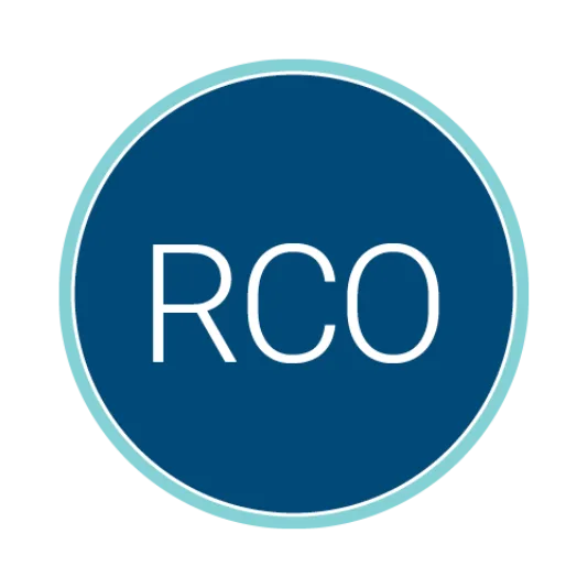 Circular blue logo with a light teal border containing the white acronym “RCO” centered inside.