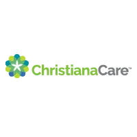 ChristianaCare health system logo featuring a geometric floral symbol in shades of blue and green, followed by the text 'ChristianaCare' in green and gray.