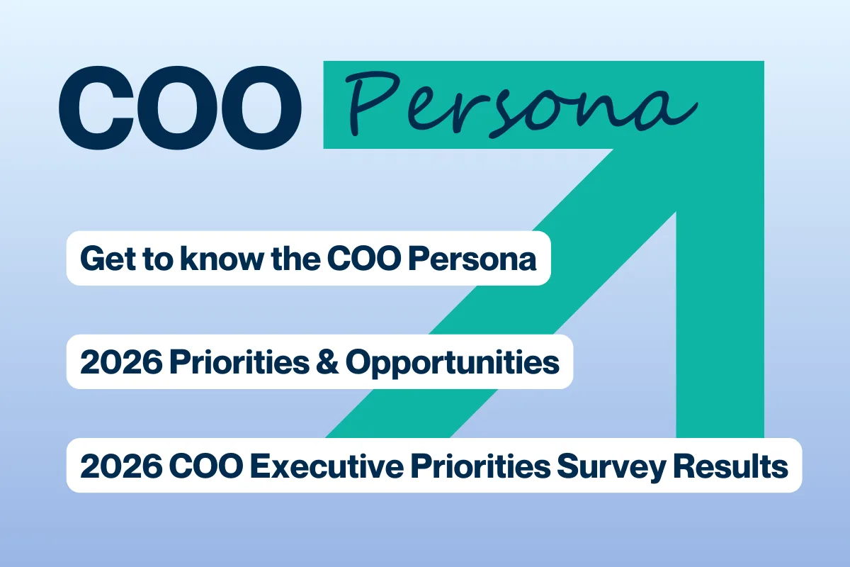 Graphic titled “COO Persona” highlighting 2026 priorities and executive survey results.