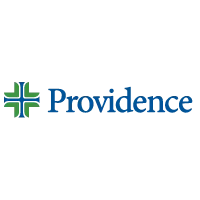 Providence health system logo featuring a green and blue cross-shaped emblem to the left of the name in blue text.