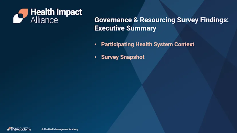 HIA Governance & Resourcing Survey Findings Report: Executive Summary
