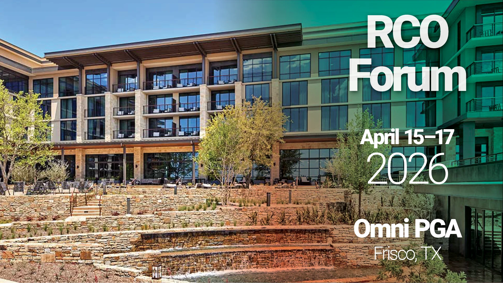 Promotional graphic for the Chief Revenue Cycle Officer Forum scheduled for April 15-17, 2026, in Frisco, TX. 






Promotional graphic for the Chief Revenue Cycle Officer Forum scheduled for October 6–8, 2025, at Live! by Loews in Arlington, TX. The image features a vibrant hotel and cityscape view with the nearby AT&T Stadium in the background, overlaid with bold white text and geometric design accents.








