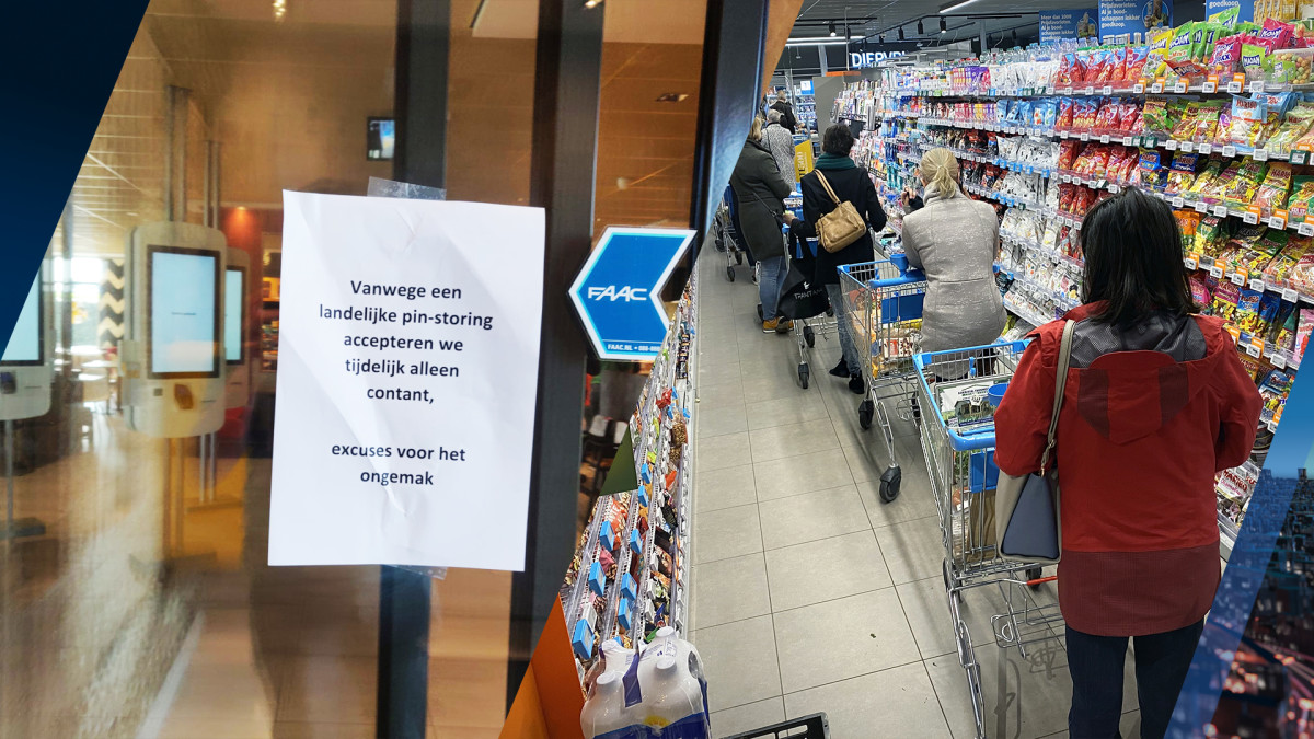 Landelijke pinstoring veroorzaakt lange rijen in winkels en supermarkten