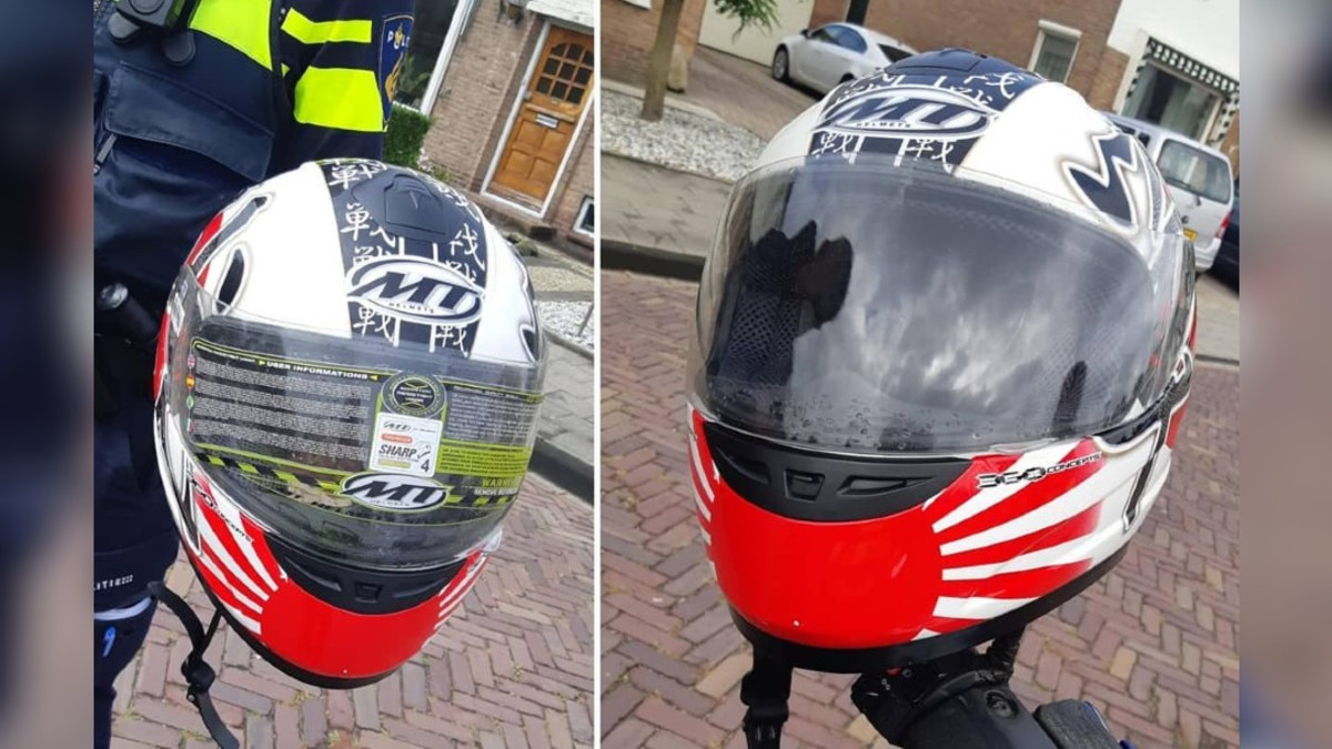 Scooterrijder rijdt jarenlang rond met beschermingssticker op helm