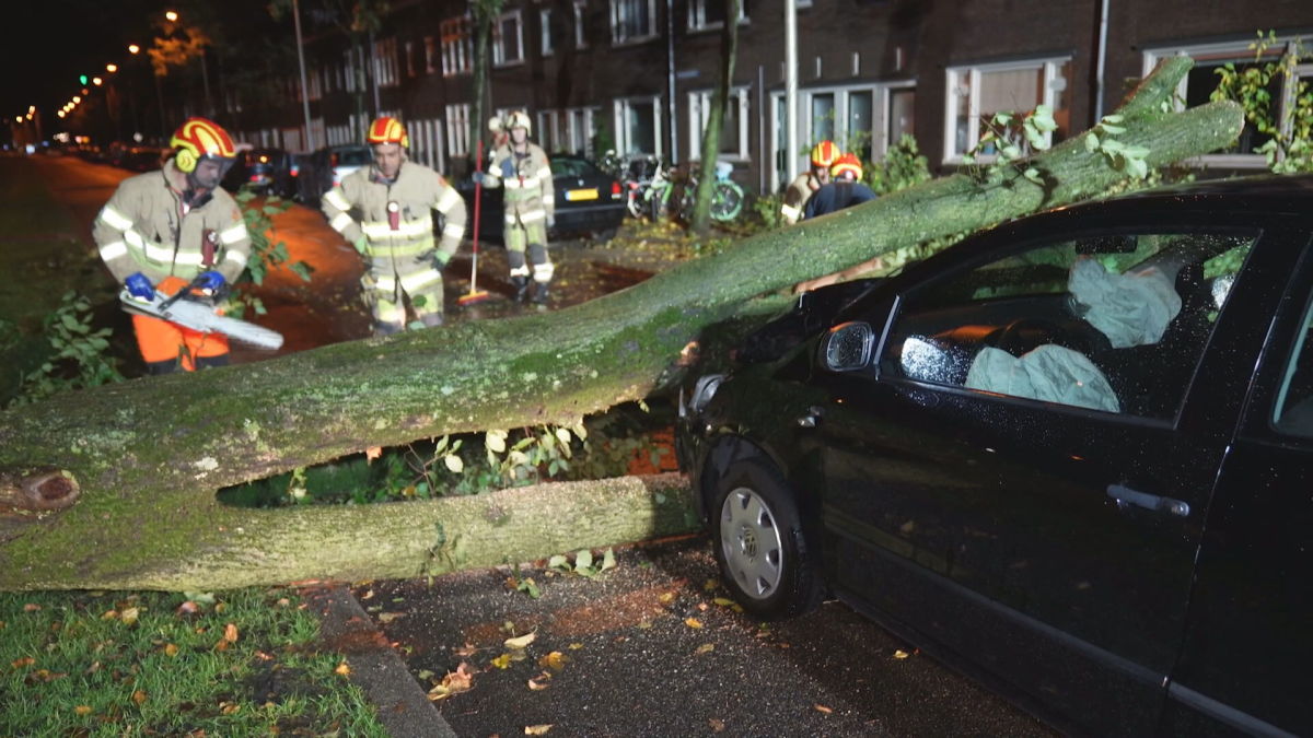 Schade aan woningen en auto's door harde wind in delen van Nederland,