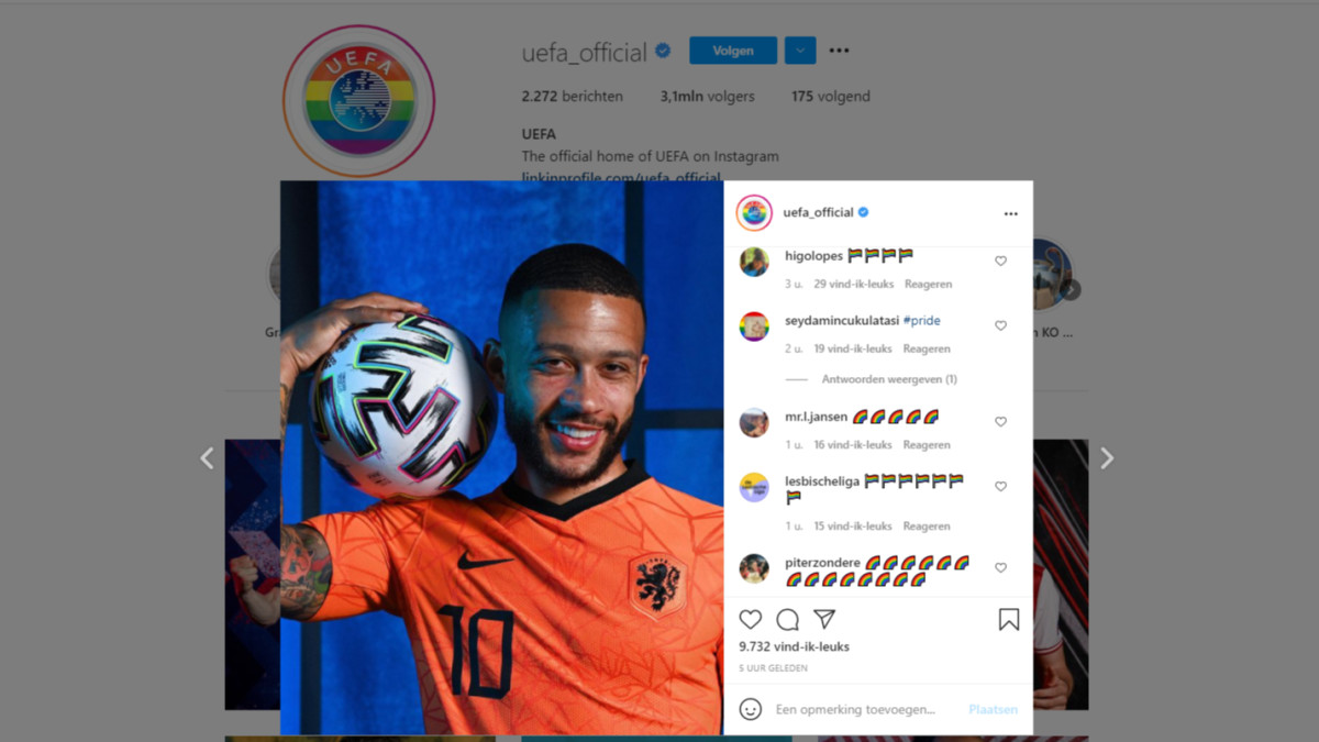 Regenboogvlag emoji's UEFA social media