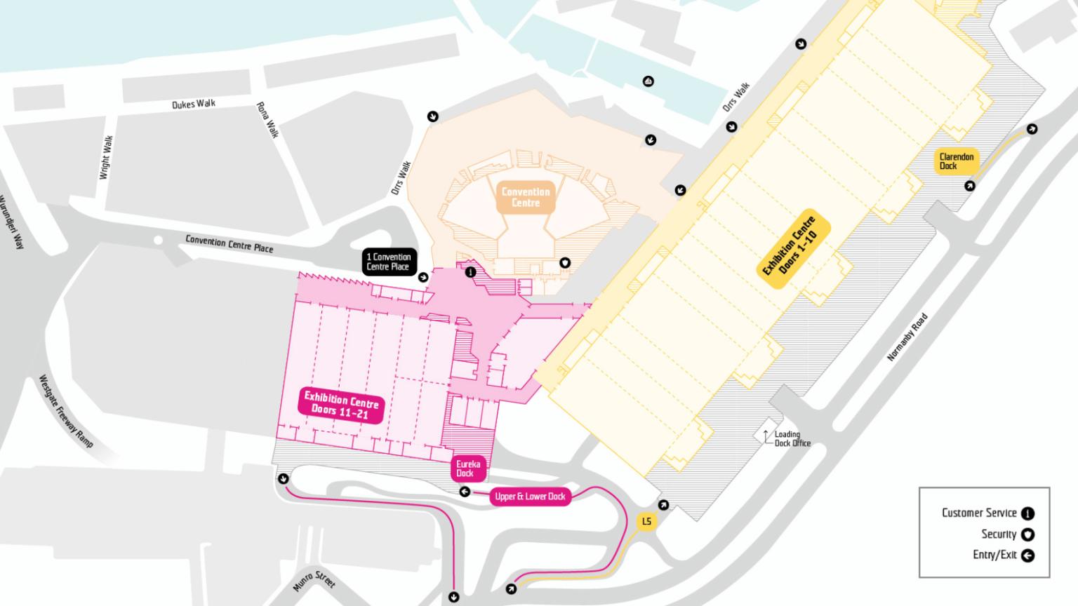 Melbourne Exhibition Centre loading dock map
