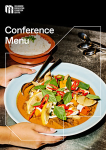 Cover image of the MCEC conference menu.