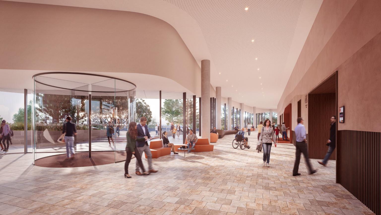 Render of the inside of the new Geelong Convention and Exhibition Centre precinct by The Plenary Conventions consortium. 