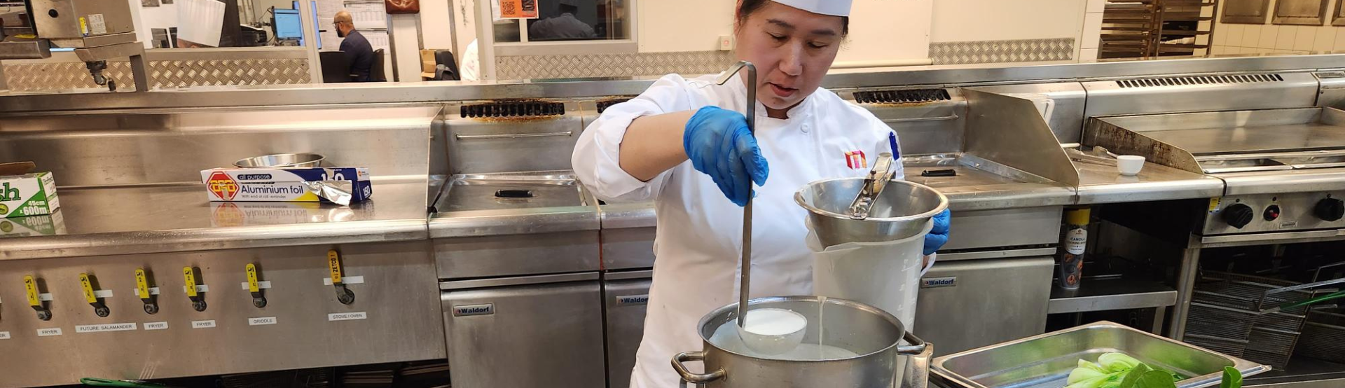 Chef cooking in the MCEC kitchen 