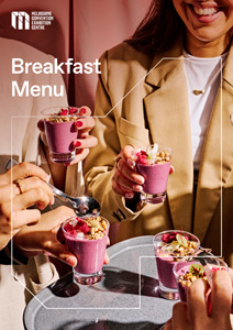 Cover image of a the MCEC breakfast menu.