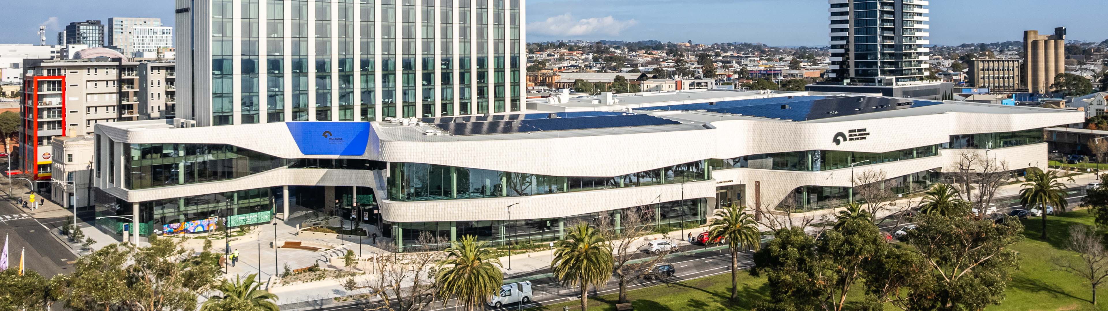Render of Nyaal Banyul Geelong Convention and Event Centre opening in 2026 on the Geelong Waterfront precinct.