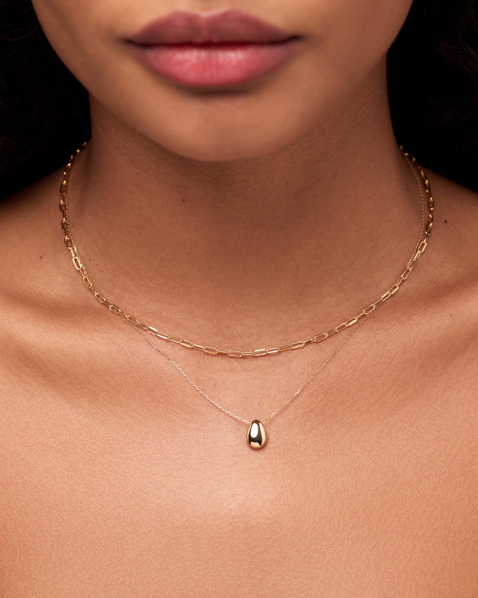 Medium Paperclip Necklace & Gold Teardrop Necklace