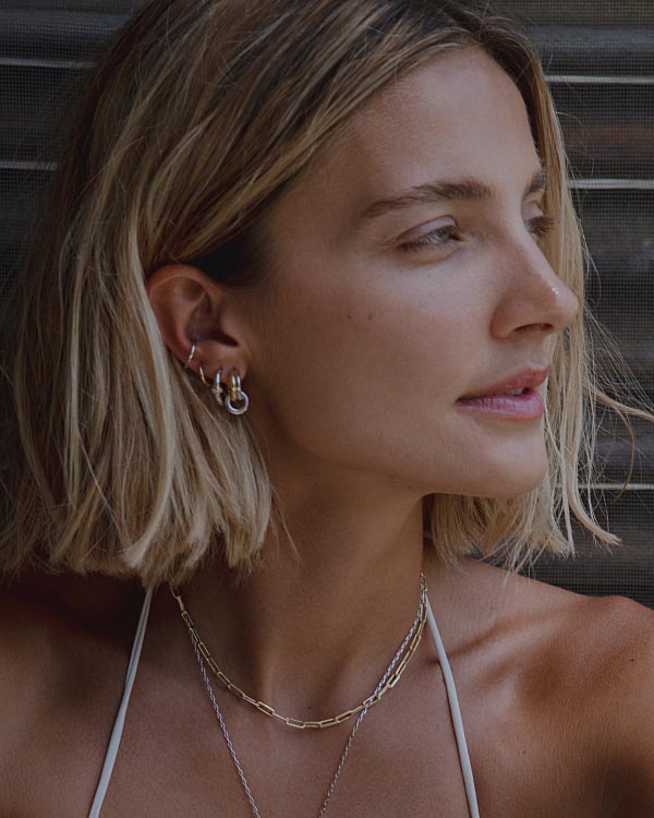 Asher Drop, Cyrus, Mini Huggie Hoops, Simple Ear Cuff Silver