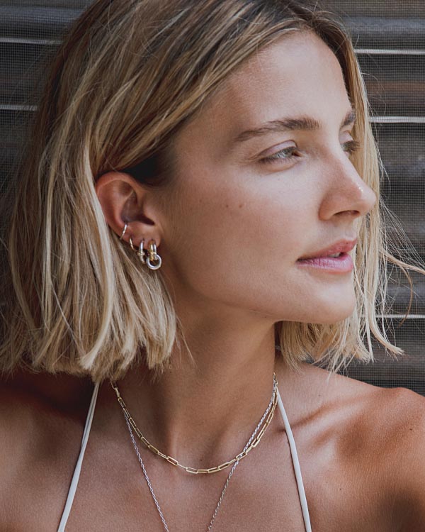 Asher Drop, Cyrus, Mini Huggie Hoops, Simple Ear Cuff Silver