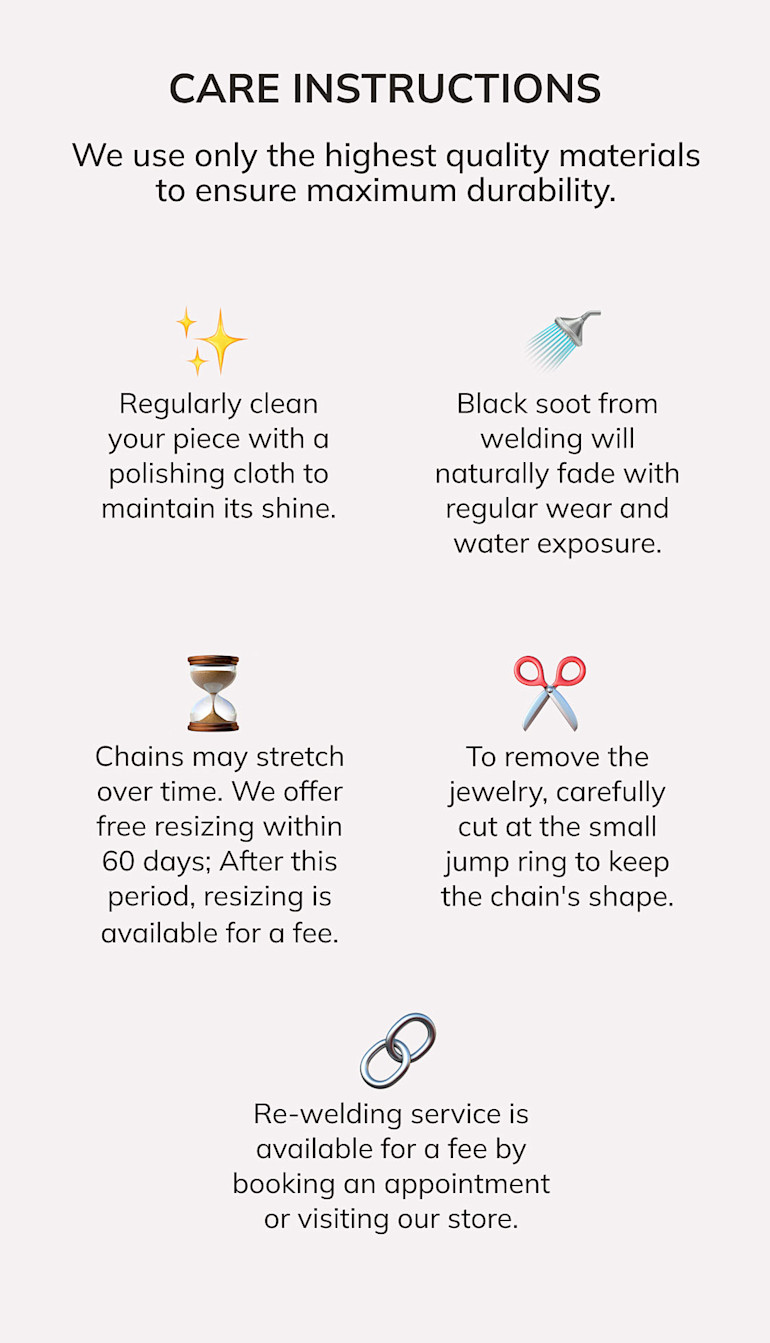 Permanent Jewelry Care Instructions