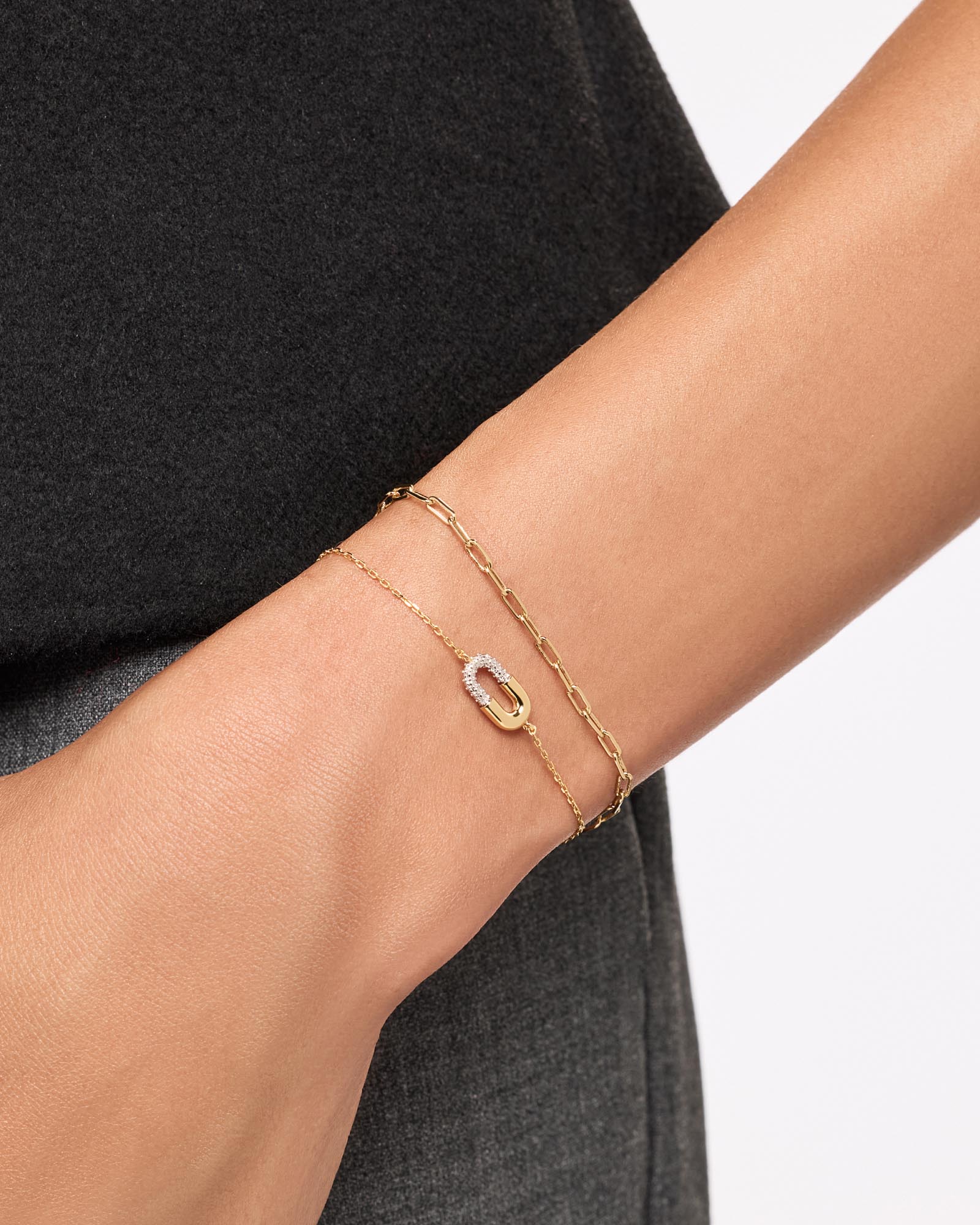 Gold Charm Bracelet - Blake Bracelet Micropave - Shop the Look