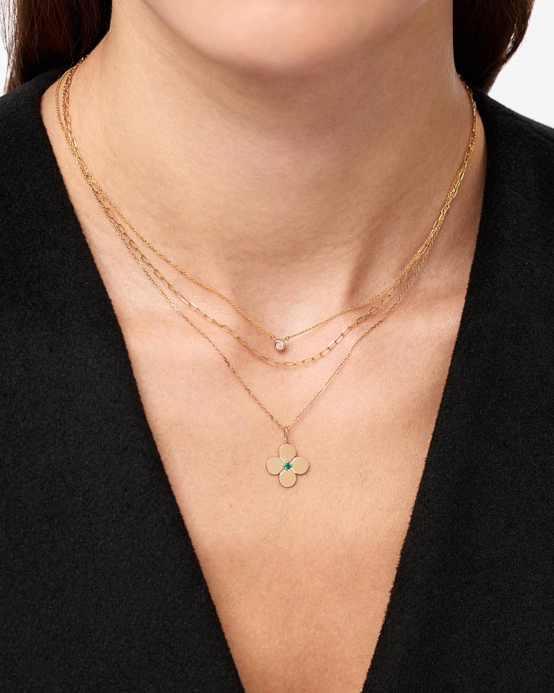 Large Emerald Flower Charm Necklace - Shop the look