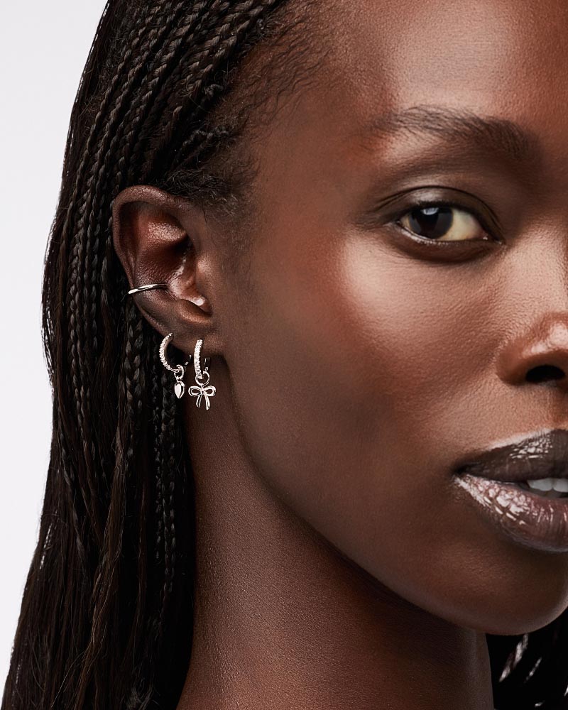Pave Huggie Hoops Silver - Shop the look