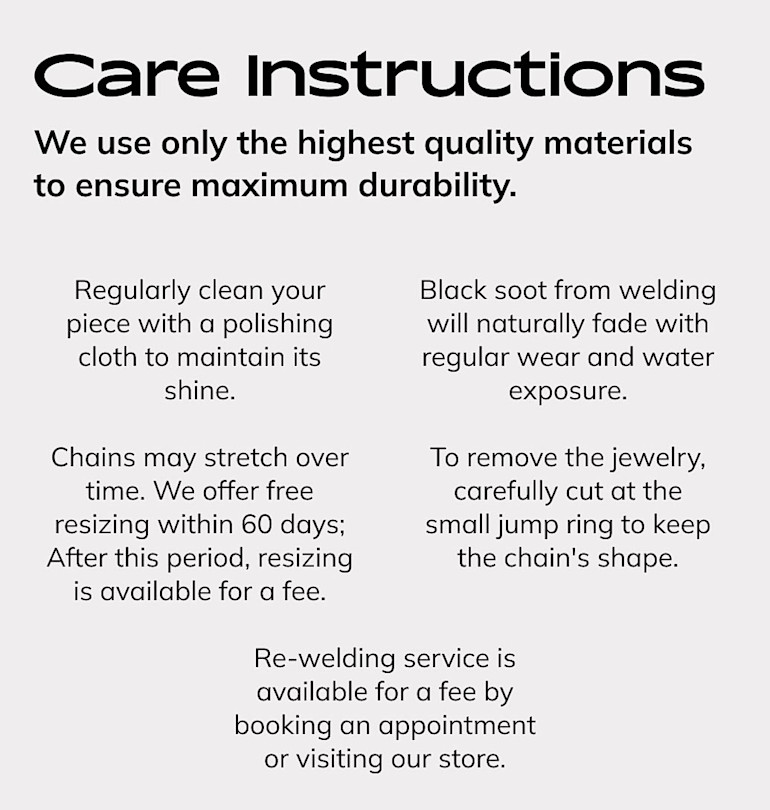 Care Instructions Permanent Jewelry