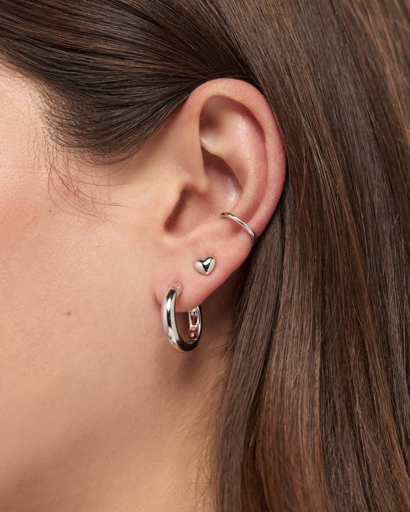 Lev Studs Silver & Giulia Medium Silver, Silver Ear Cuff
