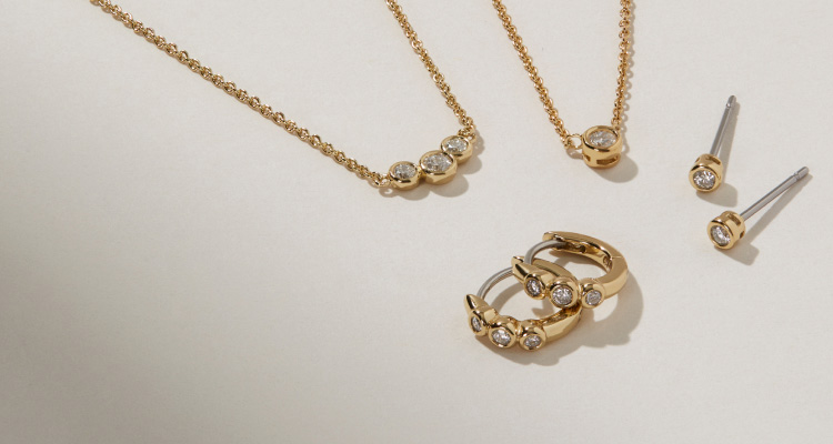 Demi Fine Collection Diamond Pendant  Necklace Diamond Stud Earrings Gold