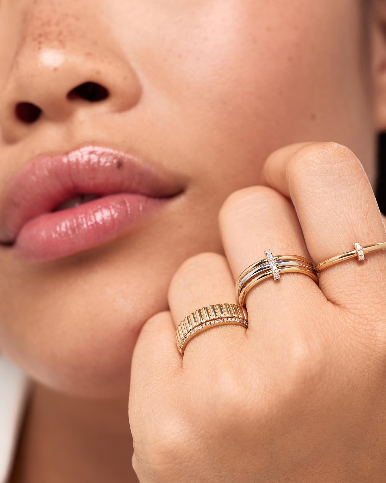 Two Tone Trio Diamond Link Ring - Shop the look