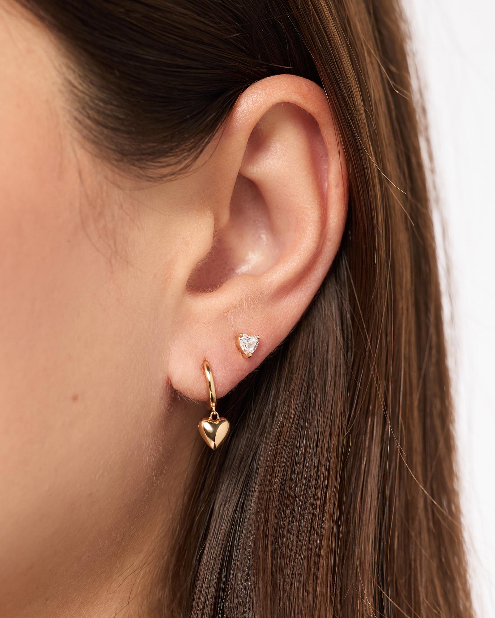 Diamond Heart Studs & Mini Heart Drop Earrings