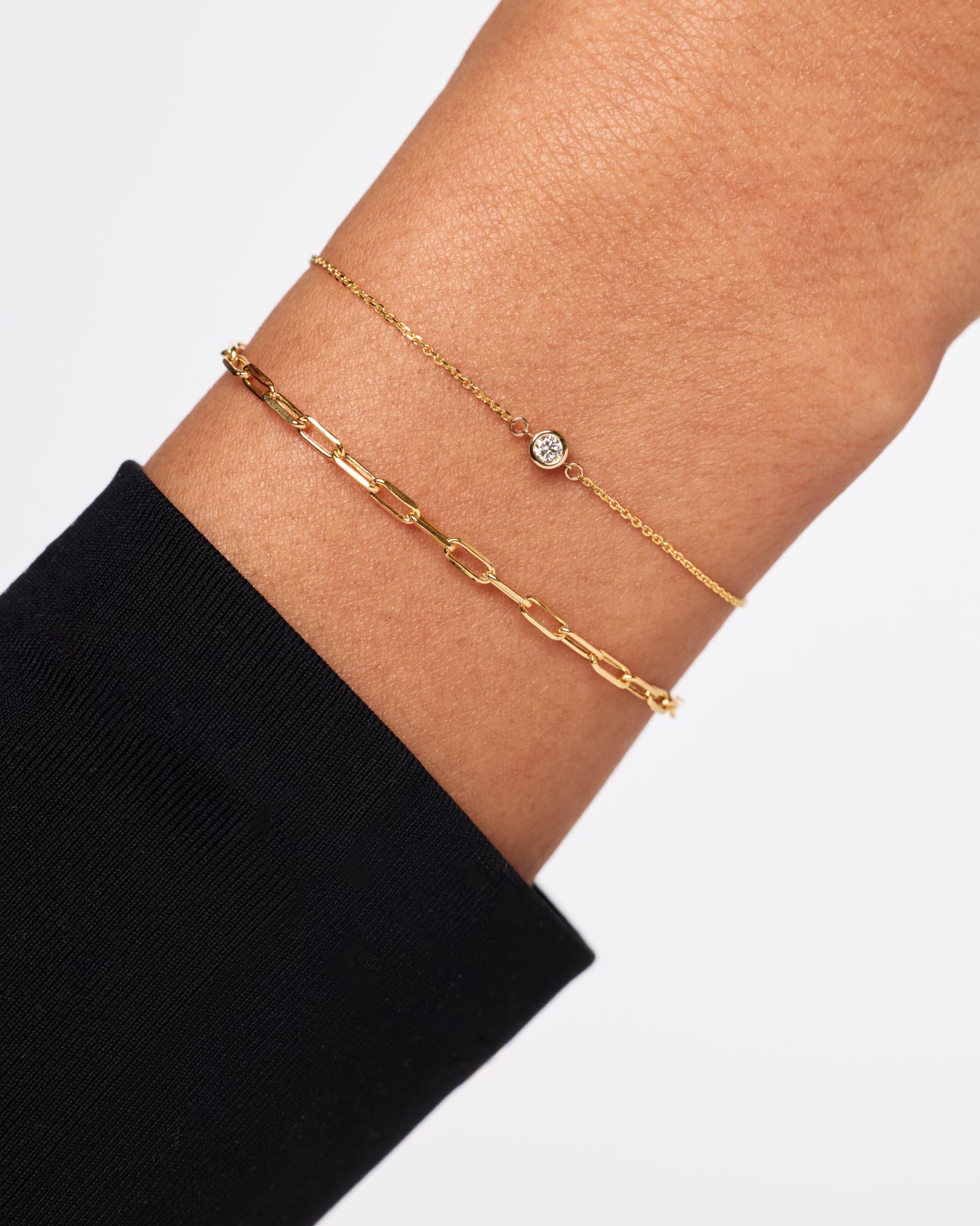 Medium Paperclip Bracelet & Diamond Bracelet