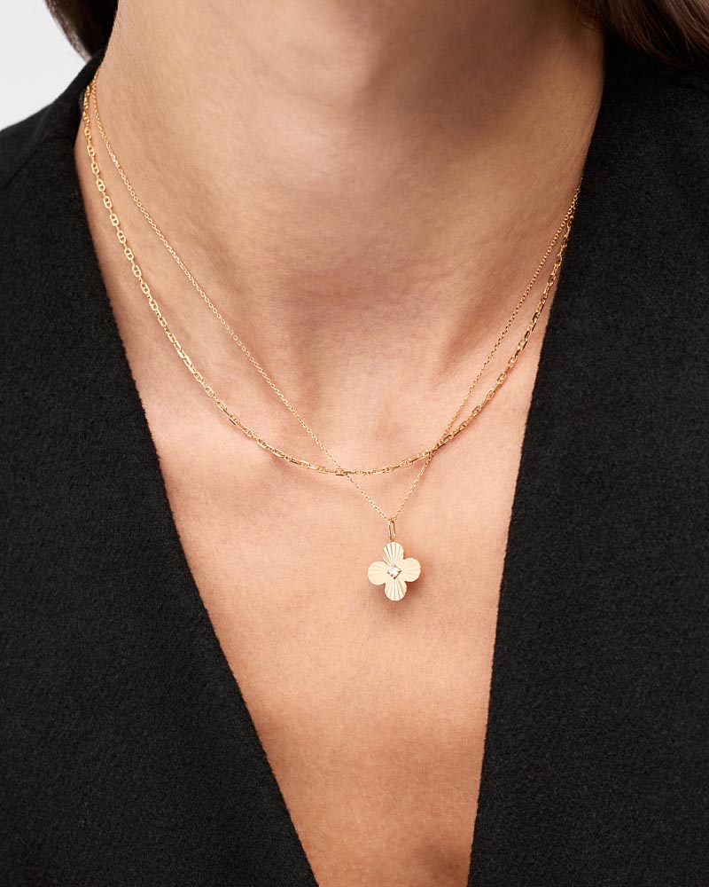 Large Diamond Flower Charm Necklace - Shop the look