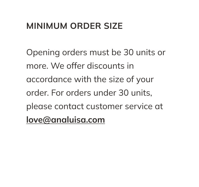 minimum order