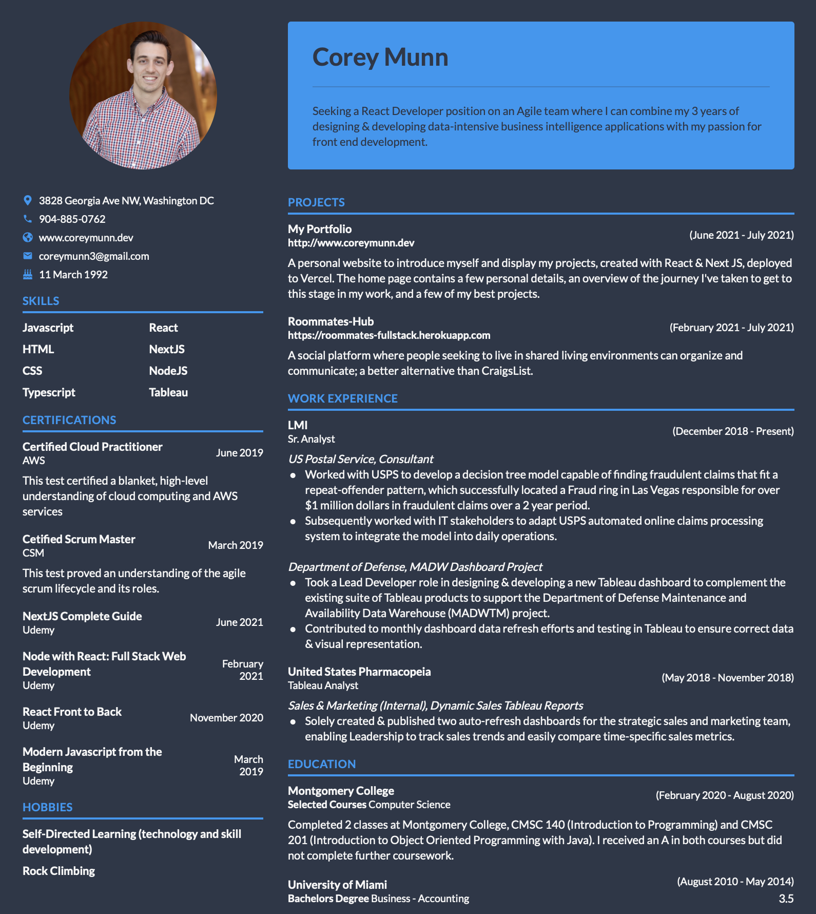 Corey Munn | React Developer