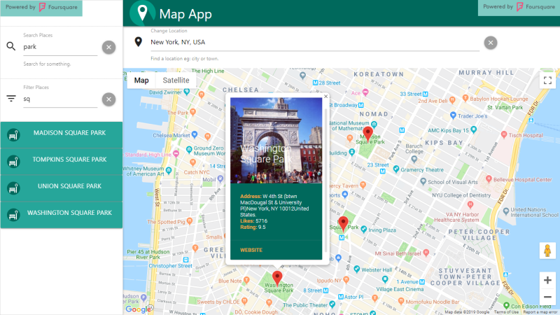 Map app website screenshot taken on desktop.