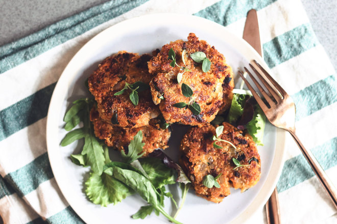 Quinoa fritters with sweet potatoes