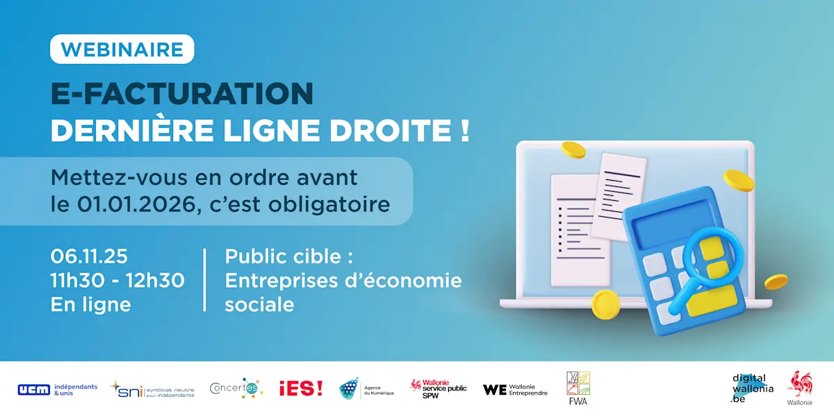 E-facturation : dernière ligne droite ! Webinaire pour les EES & ASBL's banner