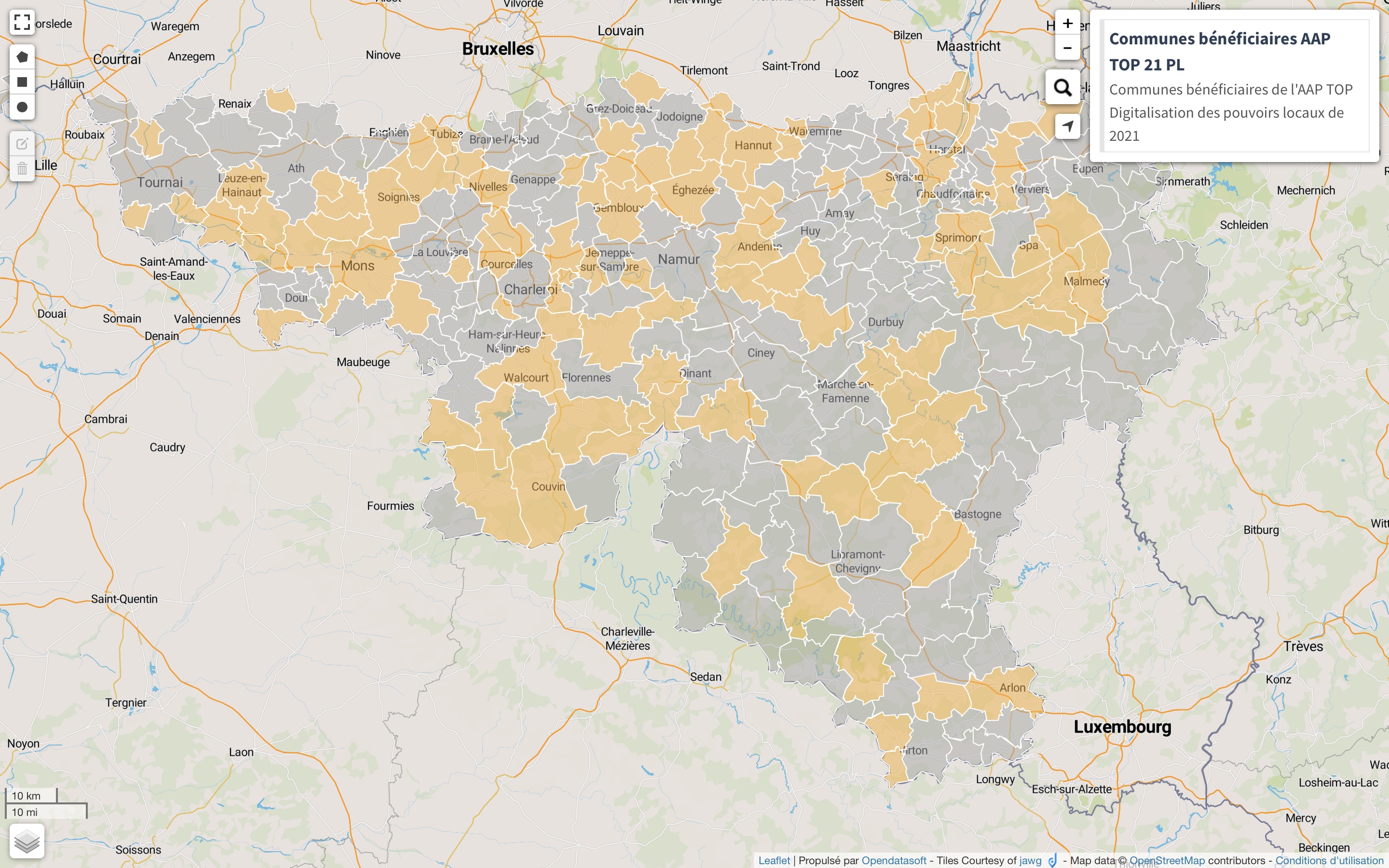 Cartographie PRC - Communes bénéficiaires - AAP- TOP 2021-2022