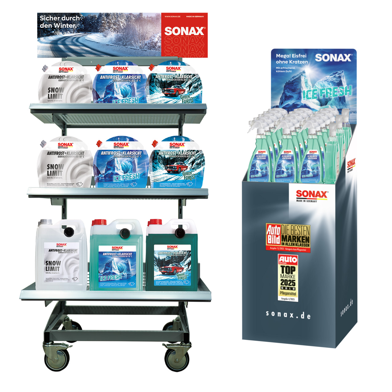 Bestückungsvorschläge für Displays, Gitterkörbe und Aufsteller.