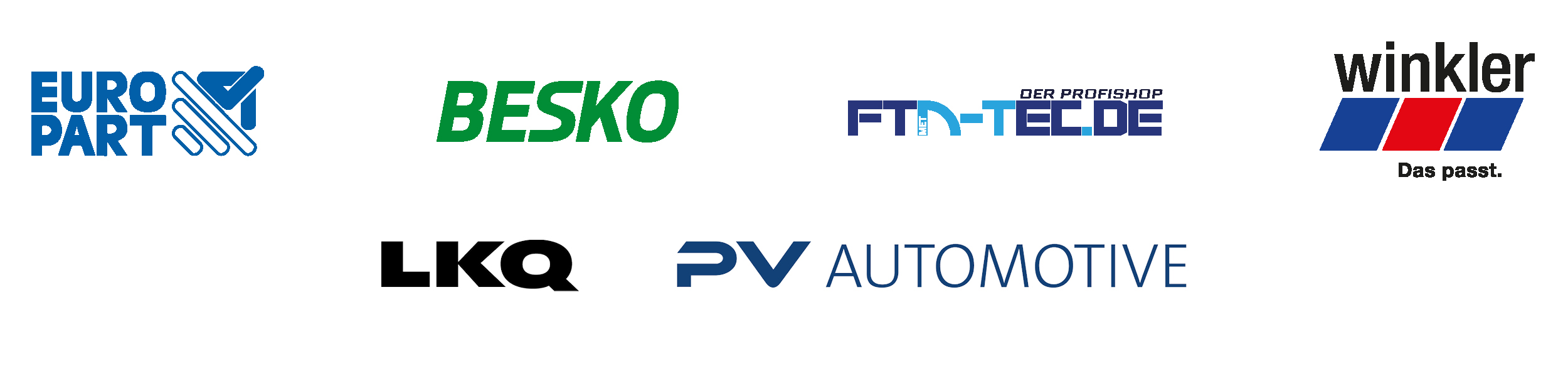 Logos von Europart, Besko, FTD-Tec.de, Winkler, LKQ, PV Automotive.