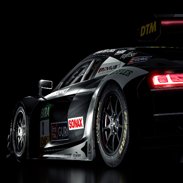 Schwarzer Audi R8 LMS GT3 Evo II von Hinten.