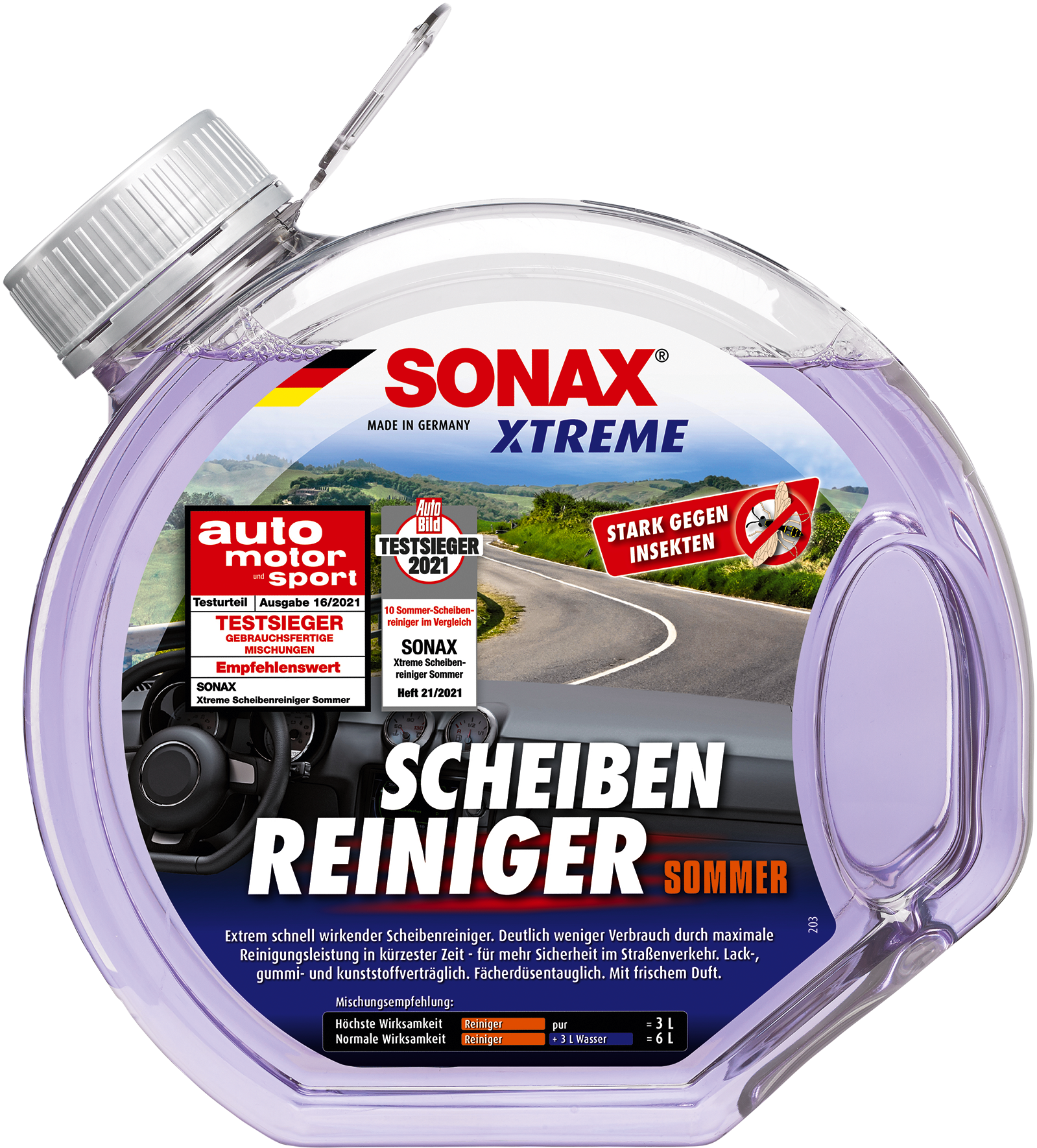 Packshot SONAX XTREME Scheibenreiniger Sommer.