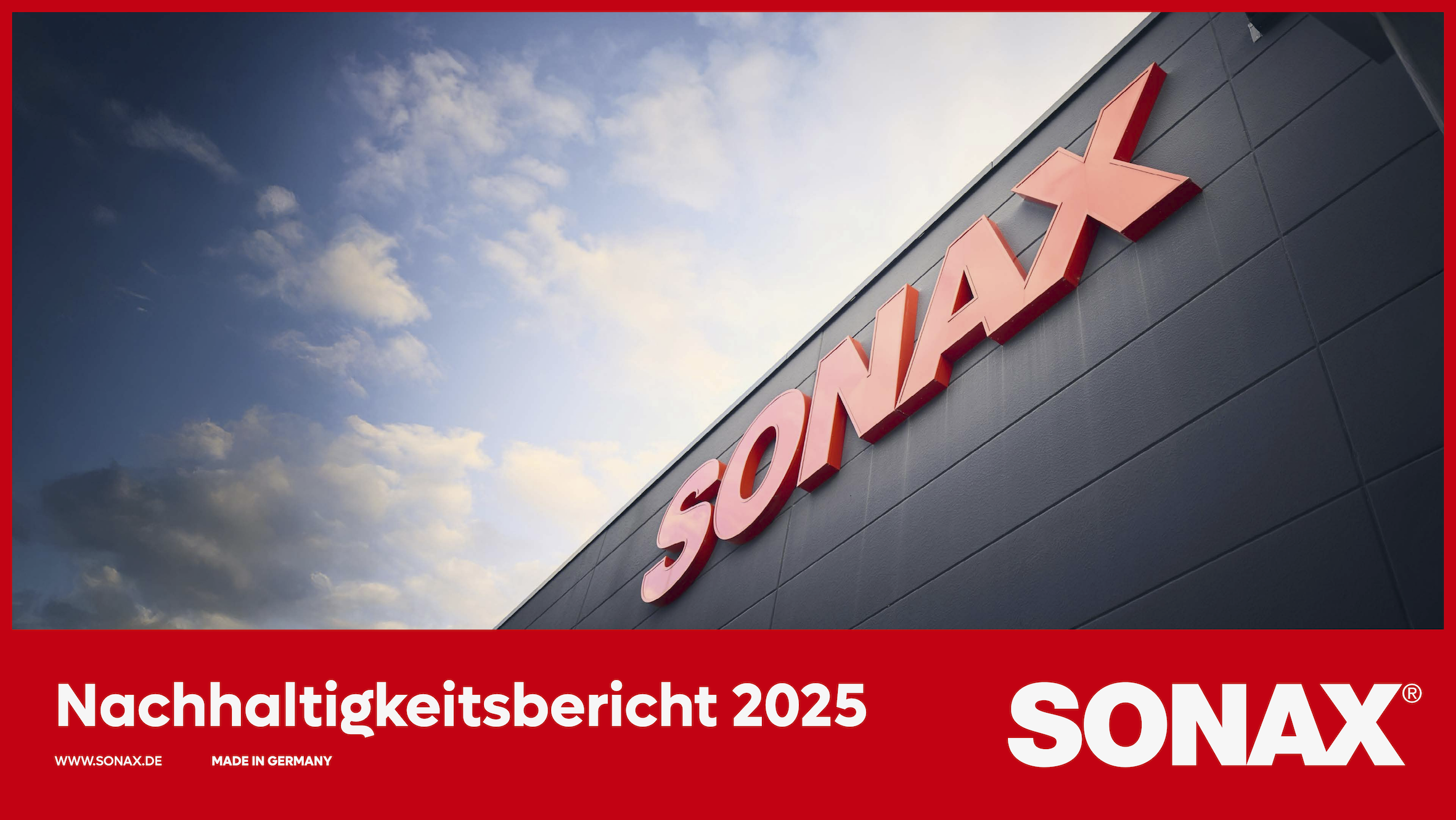 Die Titelseite des Sonax Nachhaltigkeitsberichts 2025.