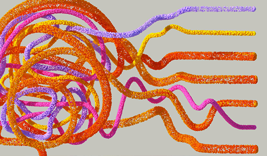 tangled colorful ribbons