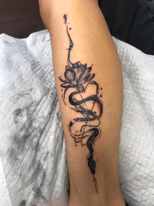 Leg Snake Tattoo Design