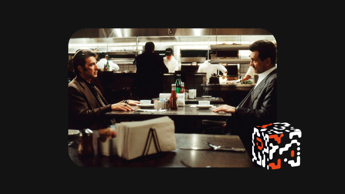 Famous restaurant scene in the movie Heat