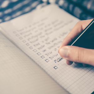 notebook with checklist