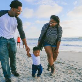 Family by the ocean