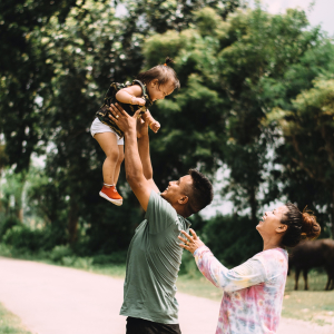 Happy family in the park