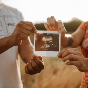 Couple with ultrasound image