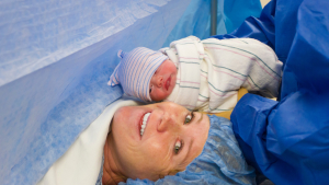 C-section mom and baby