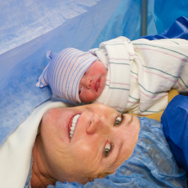 C-section mom and baby